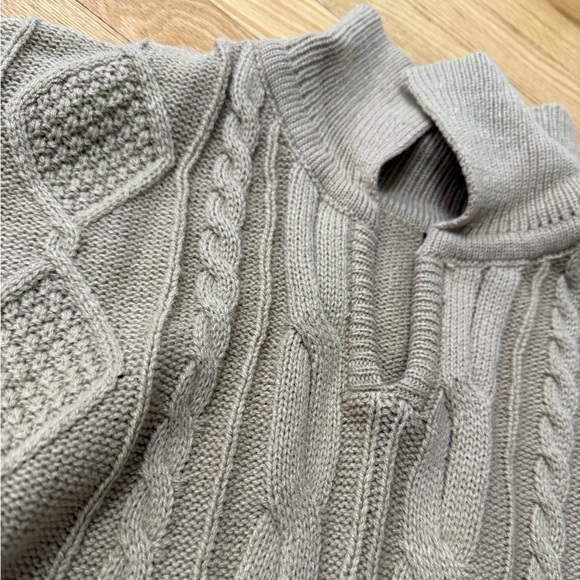 Brown Braided Ribbed Long Sleeve Sweater - Picture 3 of 4